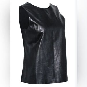 Vince Sleeveless Black Leather Pullover